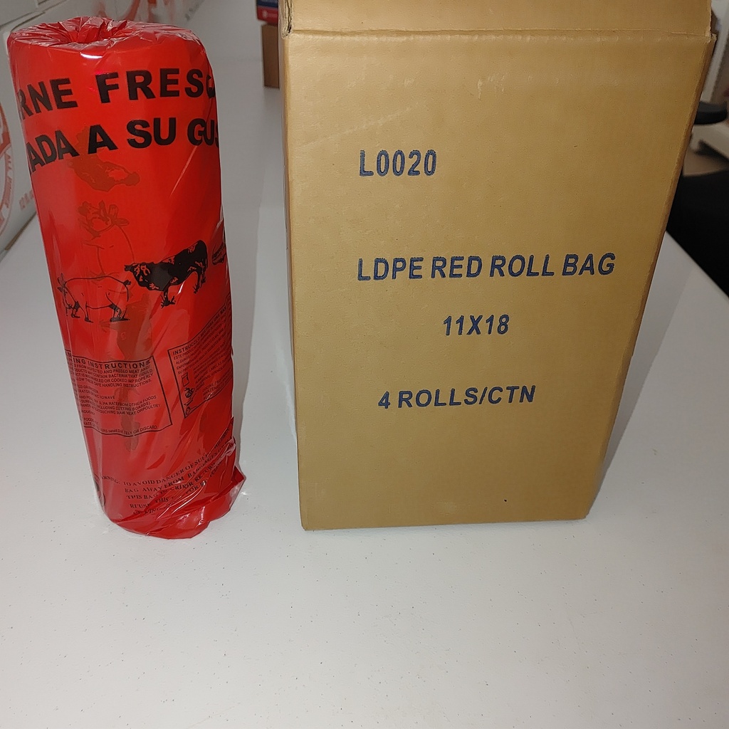 Red Produce Bags LDPE 4 rolls 120ct each 11x 18