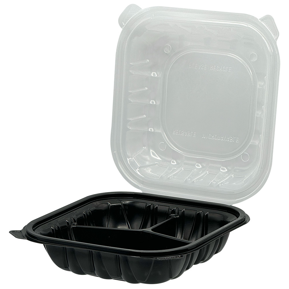 Empress PP Hngd Cont Bl/Clr Lid 9x9x3 150ct EHLPPBKCL-93