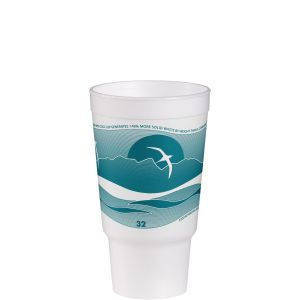 Dart Cup Wh/Teal 32oz 500Ct