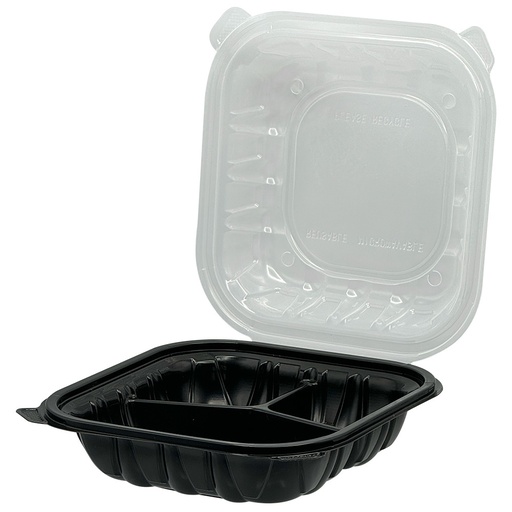 Empress PP Hngd Cont Bl/Clr Lid 9x9x3 150ct EHLPPBKCL-91